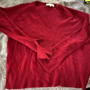 White Warren dark red wool cashmere sweater M